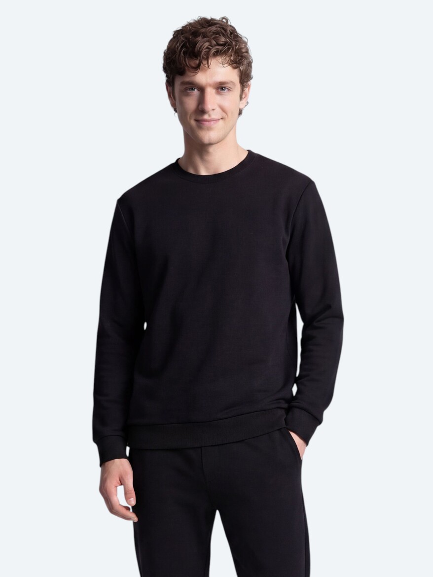 Black Plain Sweatshirt - KİP