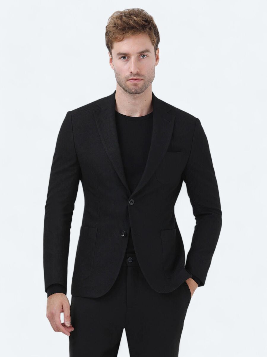 Black Regular Fit Jacket - 2