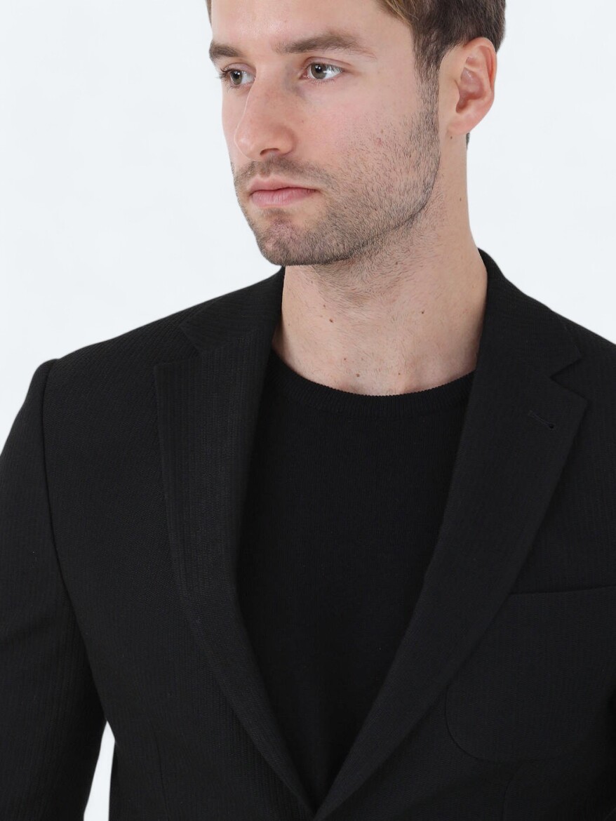 Black Regular Fit Jacket - 4