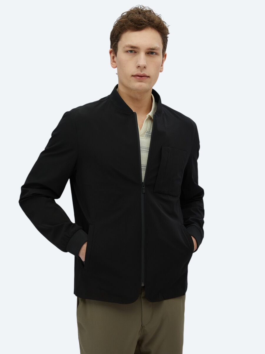Black Regular Fit Lightweight Jacket - 1