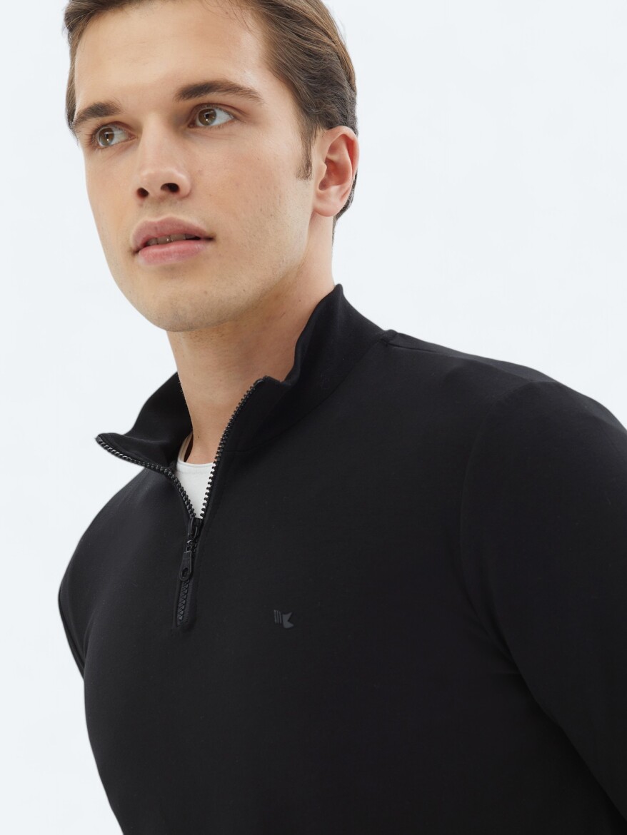 Black Turtleneck Sweatshirt - 1