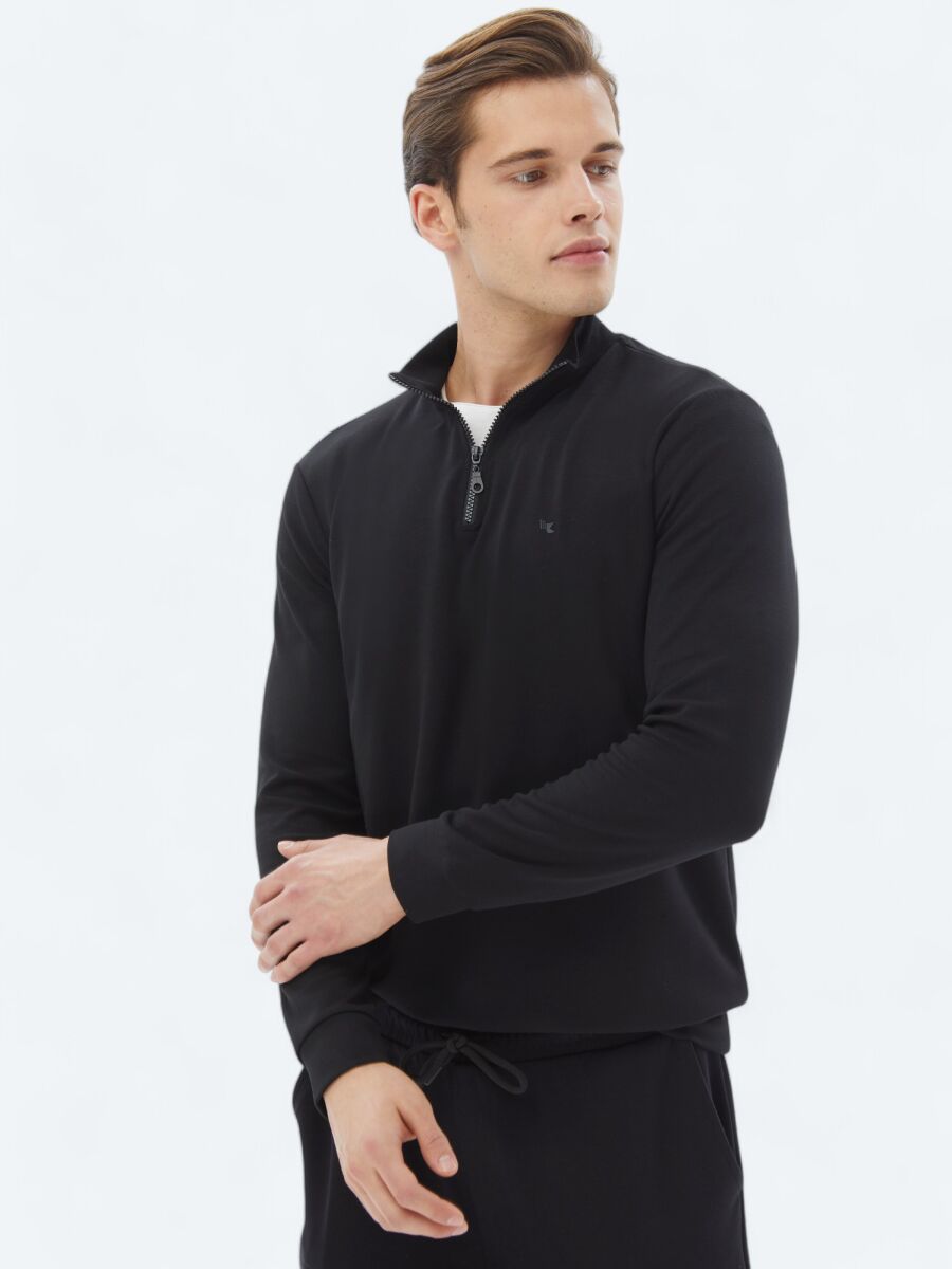 Black Turtleneck Sweatshirt - 2