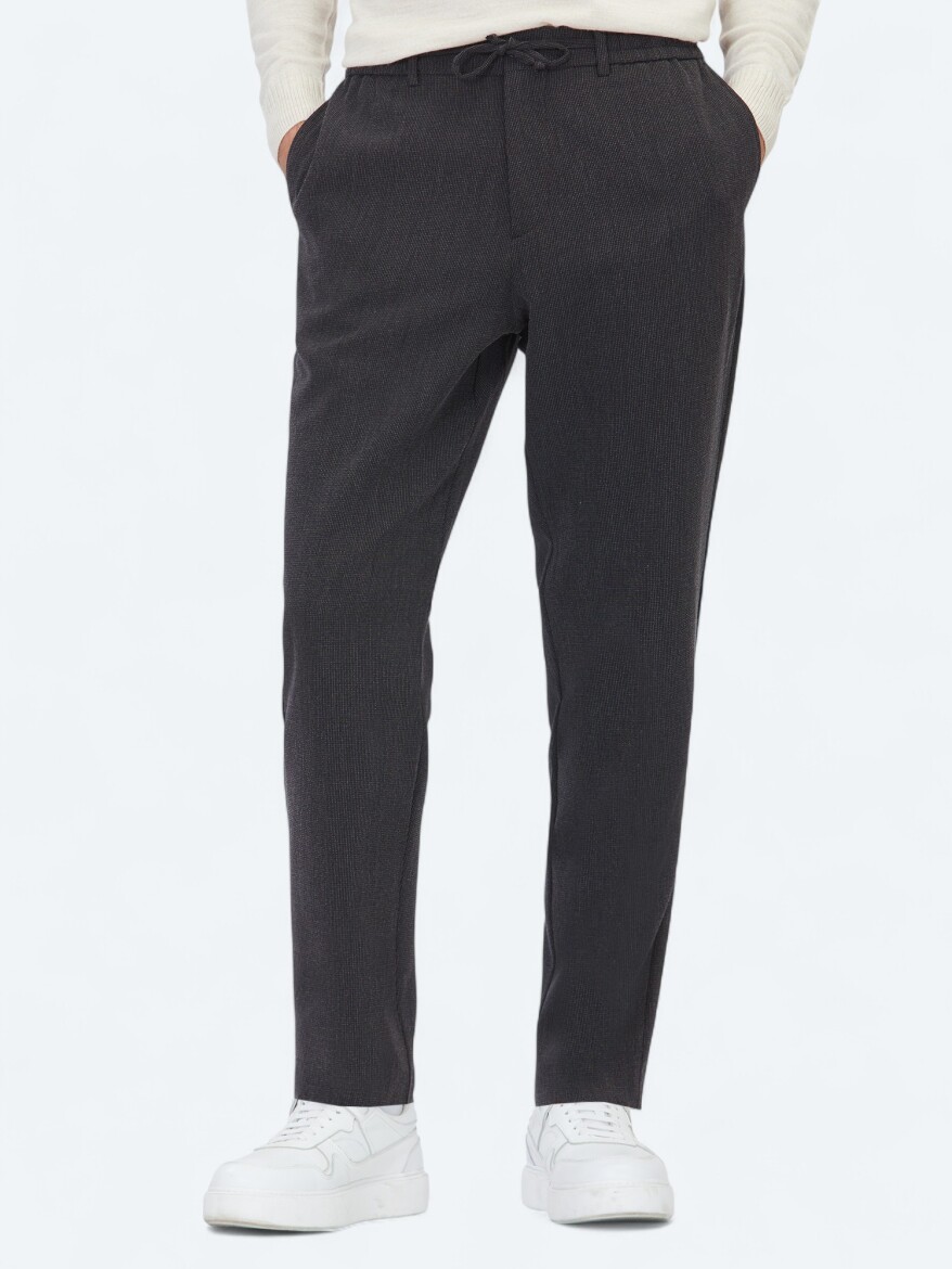 Black Weaving Jogging Fit Casual Trousers 