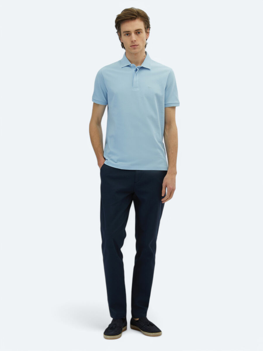 Blue Plain 100% Cotton T-Shirt - 2