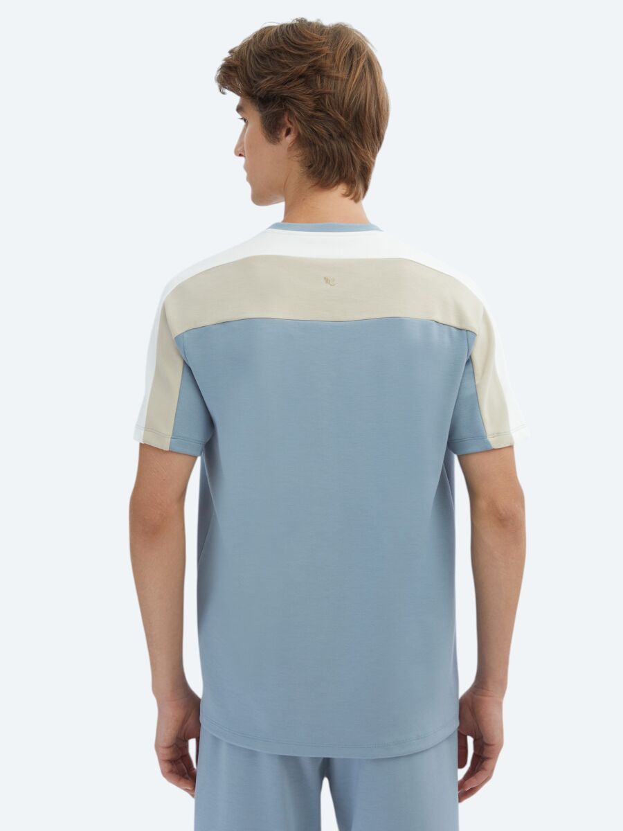 Blue Plain Crew Neck T-Shirt - 6