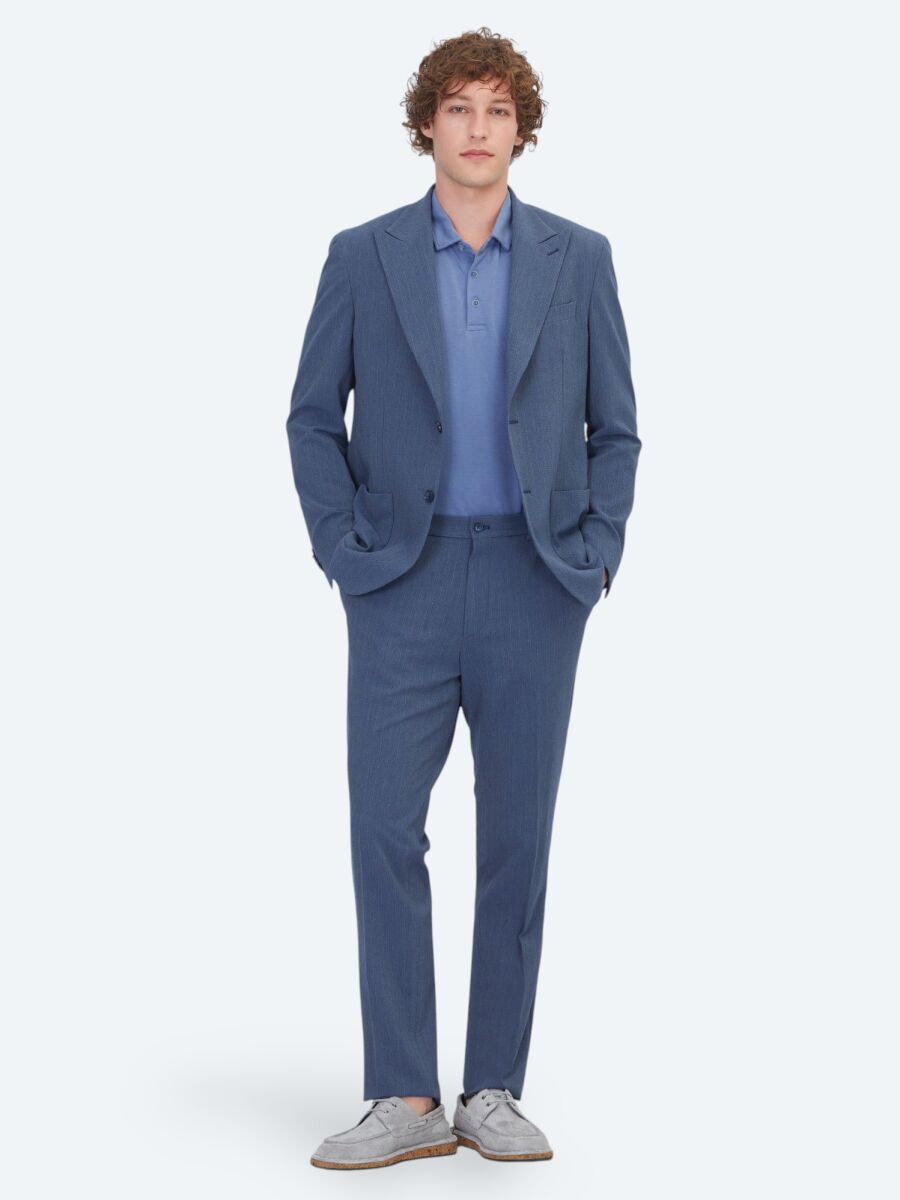 Blue Striped Comfort Fit Suit - 2