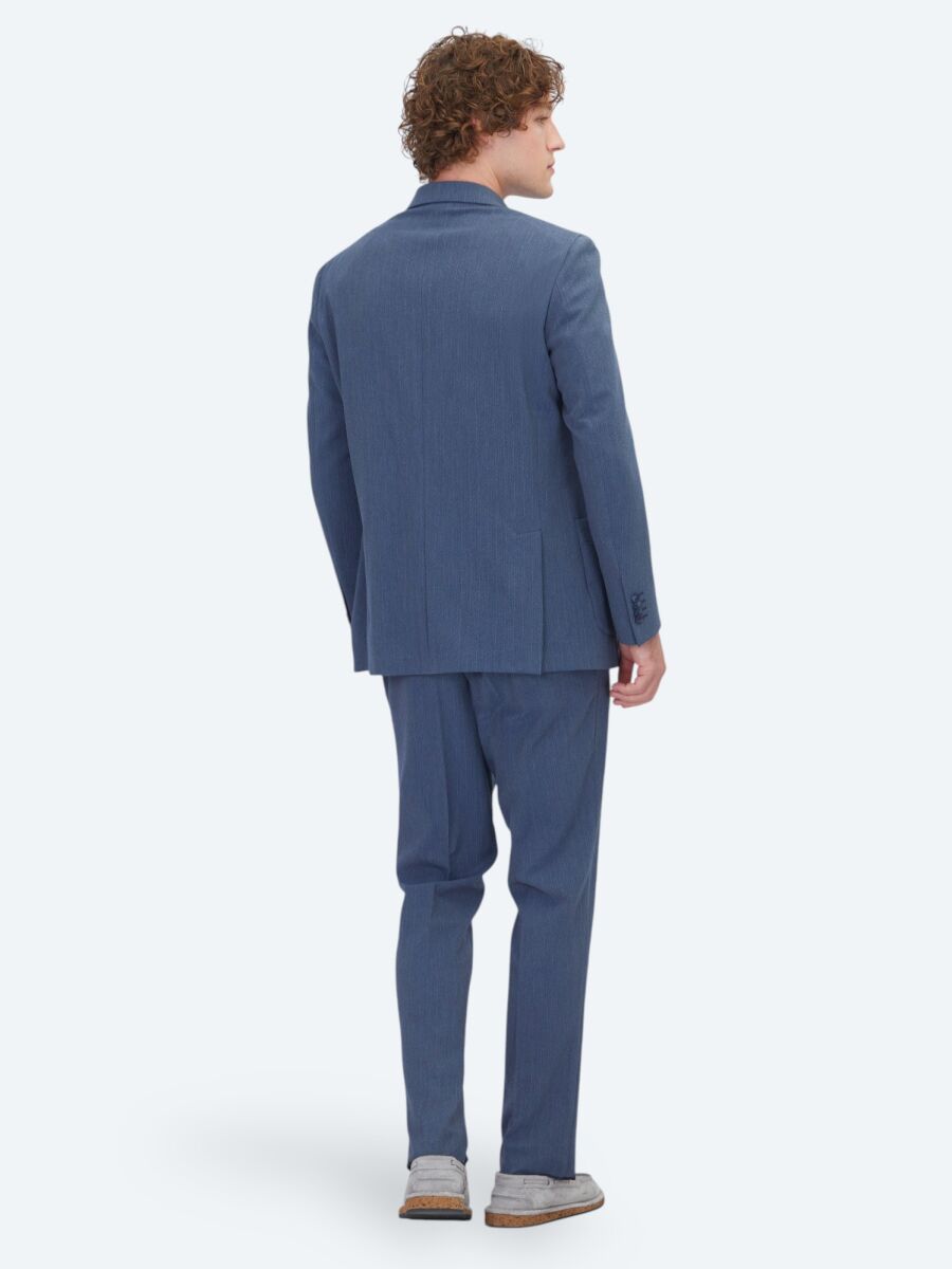 Blue Striped Comfort Fit Suit - 6