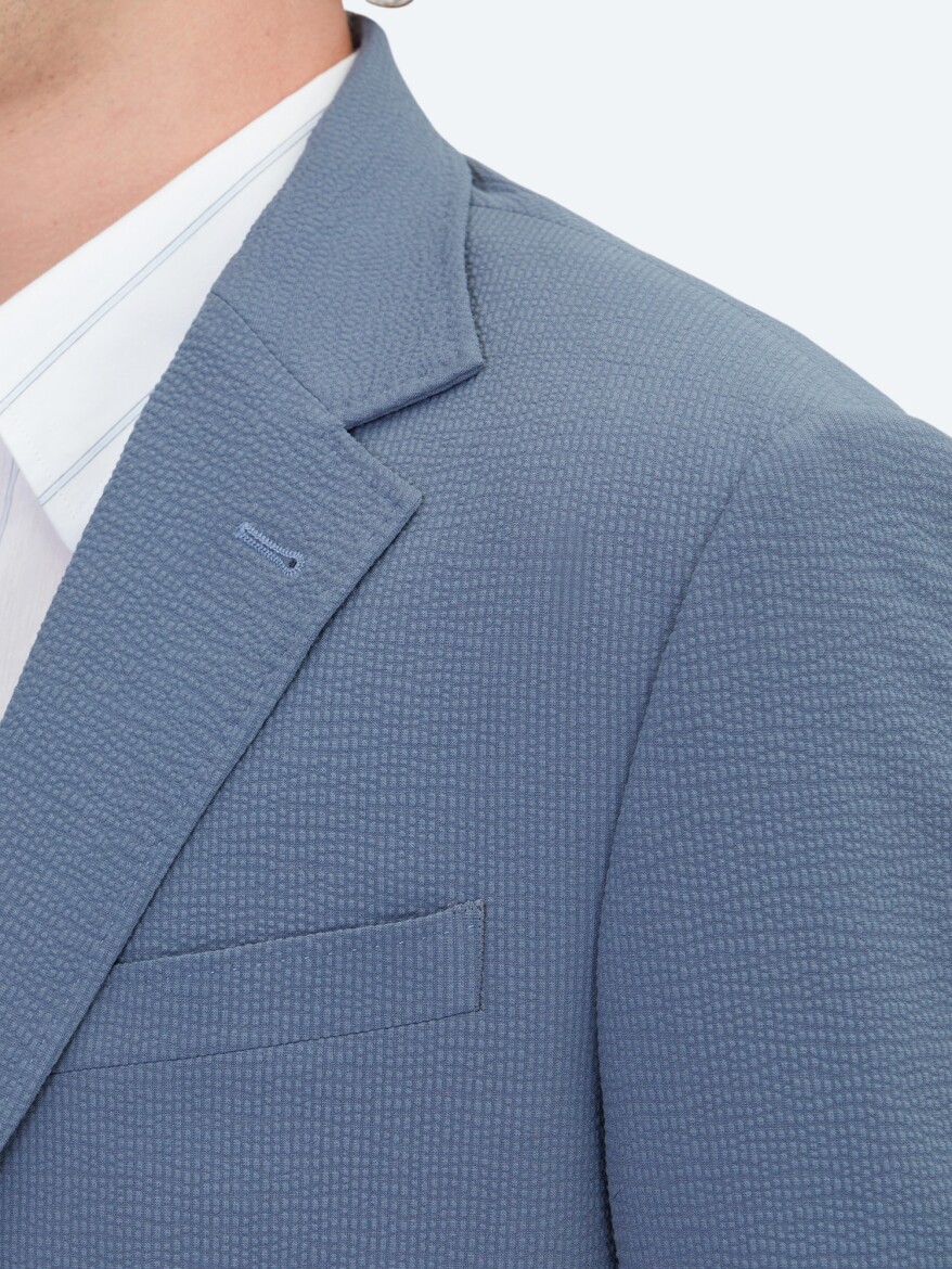 Blue Striped Modern Fit Suit - 4