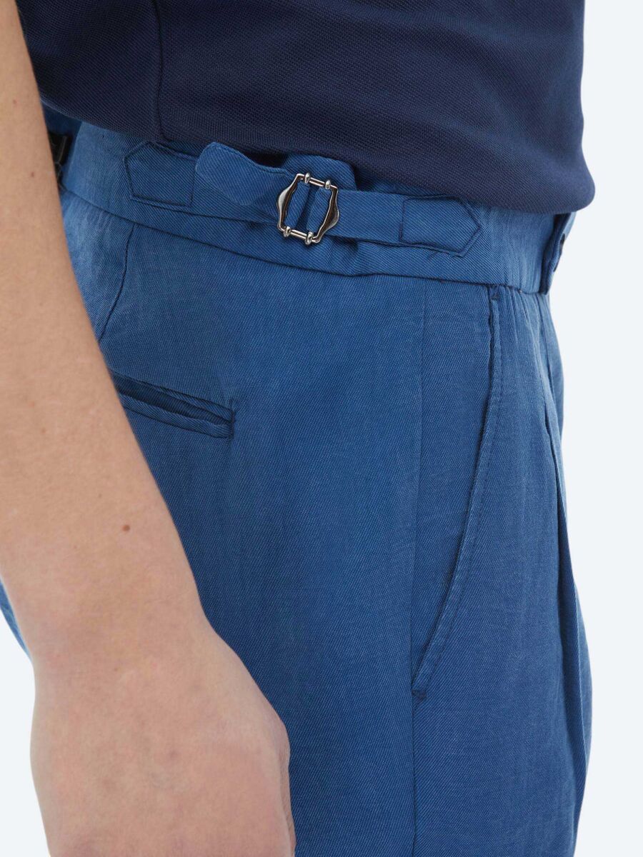 Blue Weaving Carrot Fit Casual Bermuda - 4