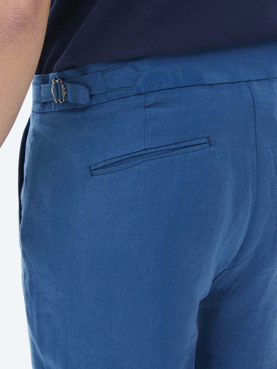 Blue Weaving Carrot Fit Casual Bermuda - 5