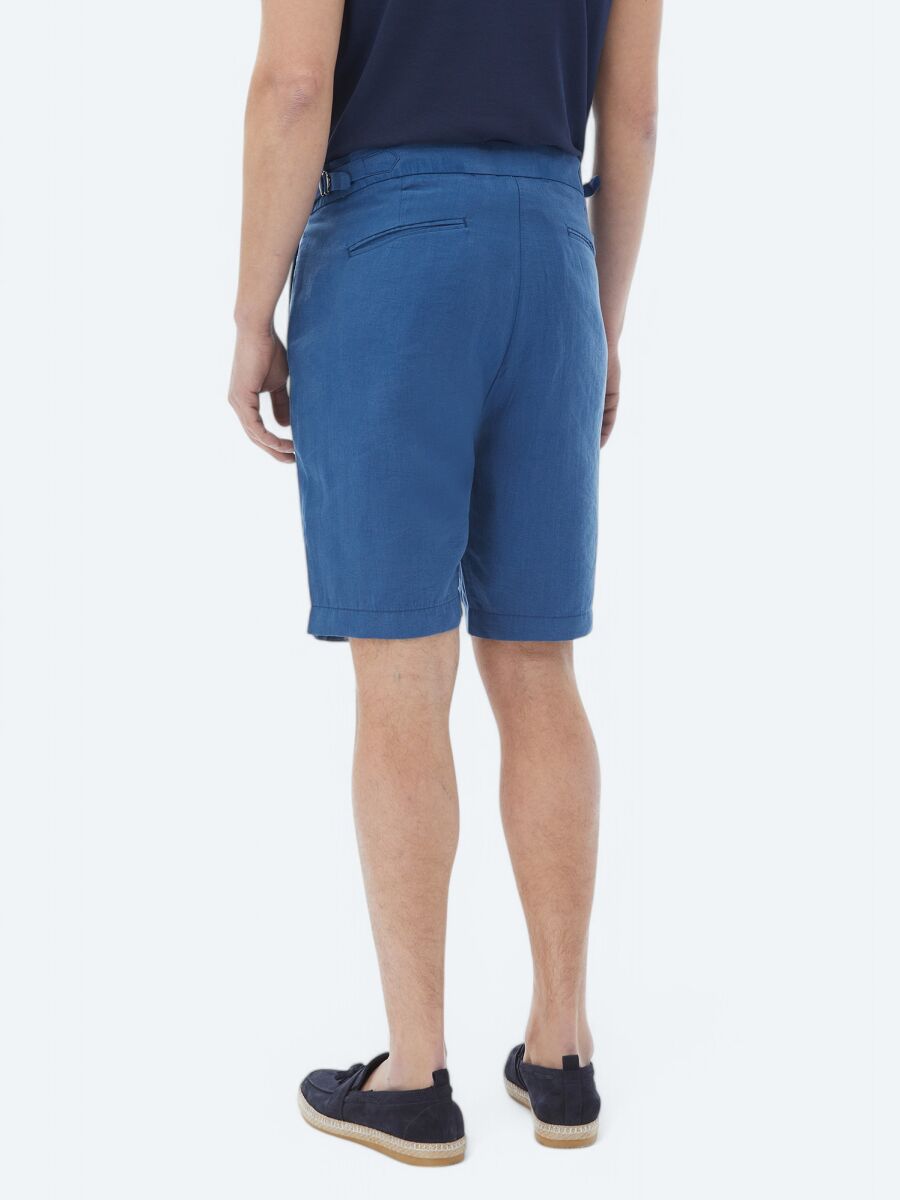 Blue Weaving Carrot Fit Casual Bermuda - 6