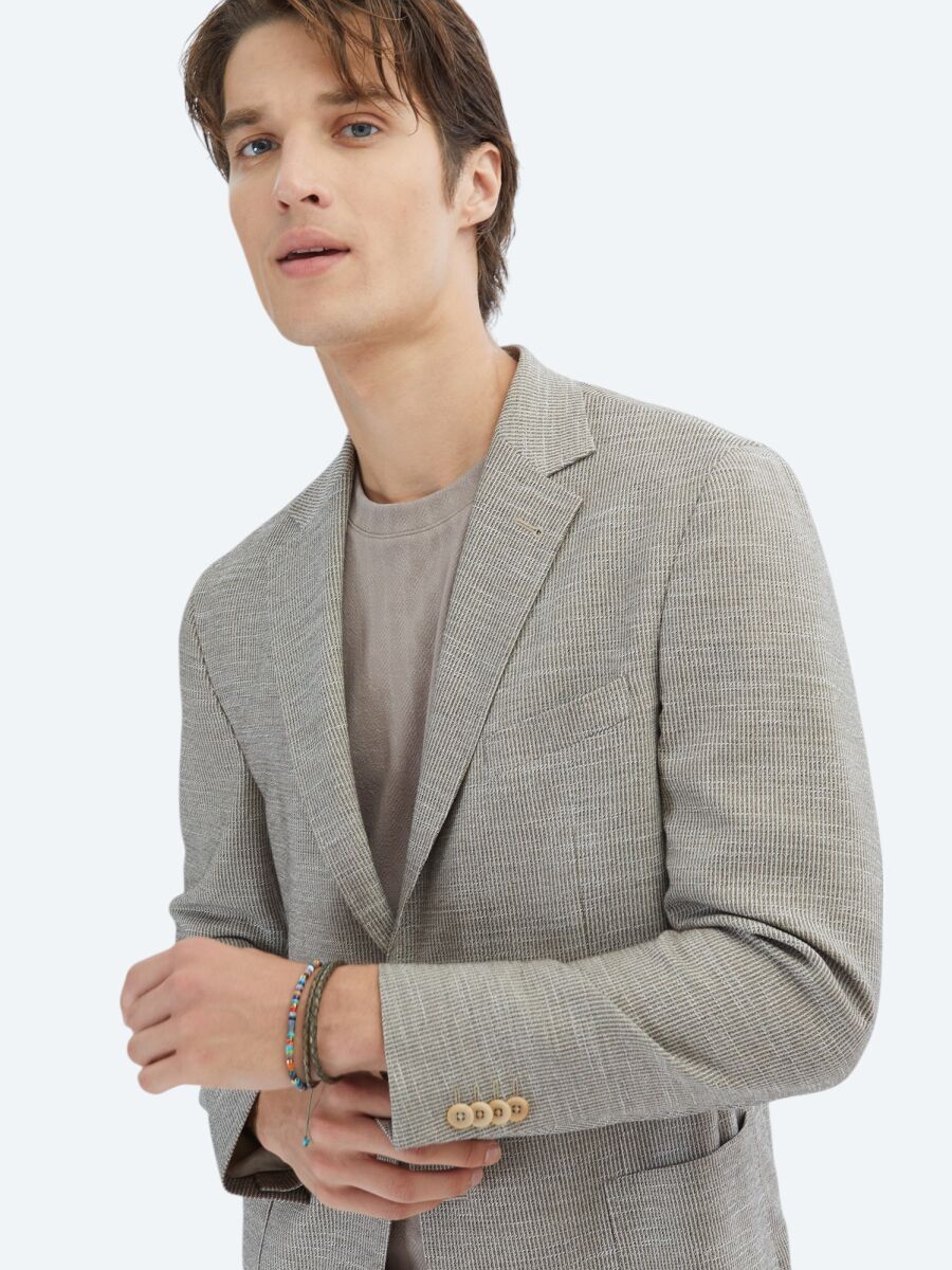 Brown Patterned Regular Fit Jacket - 1