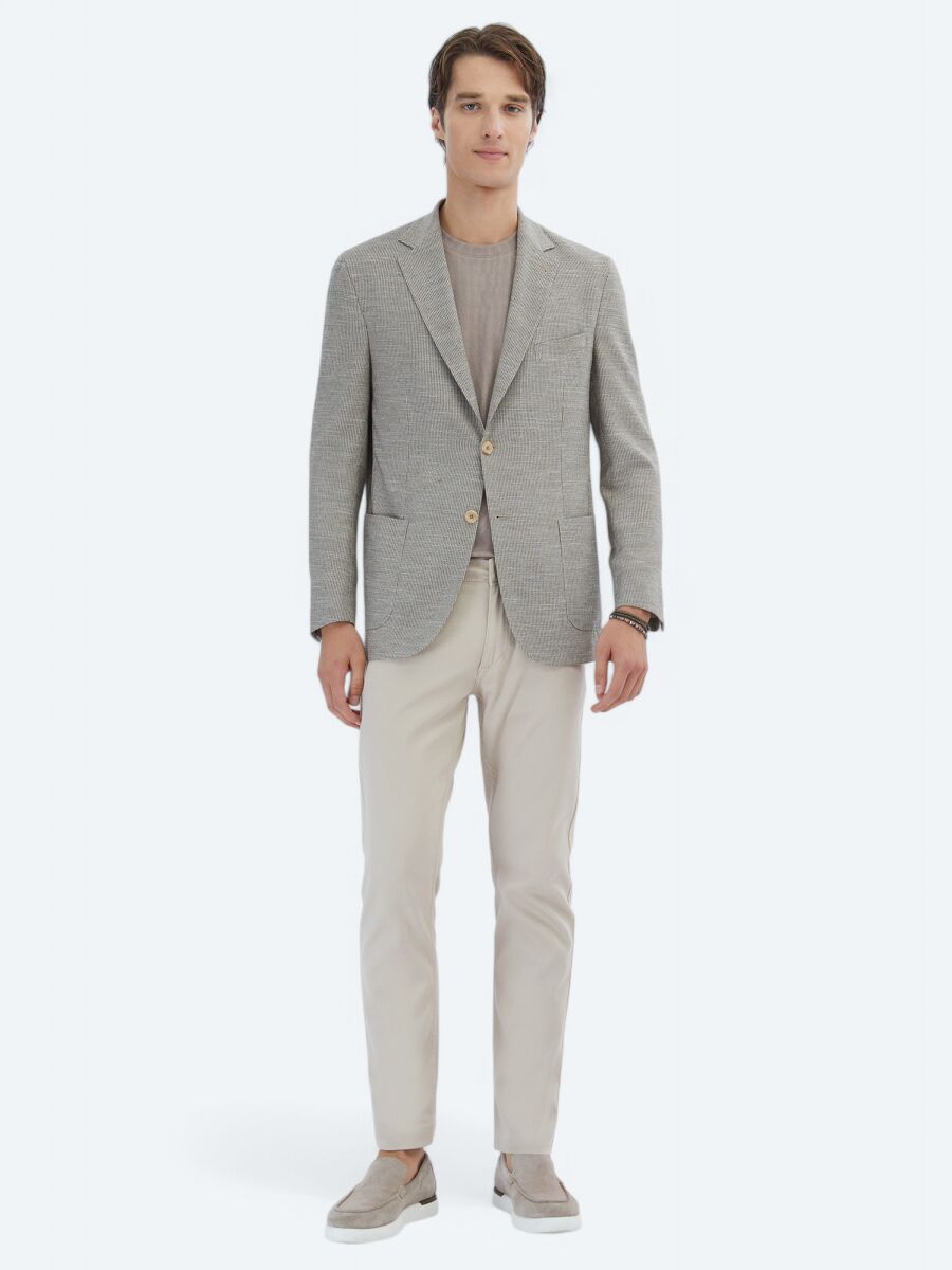 Brown Patterned Regular Fit Jacket - 3