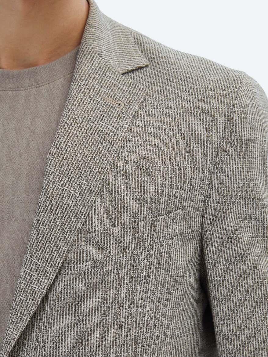 Brown Patterned Regular Fit Jacket - 5