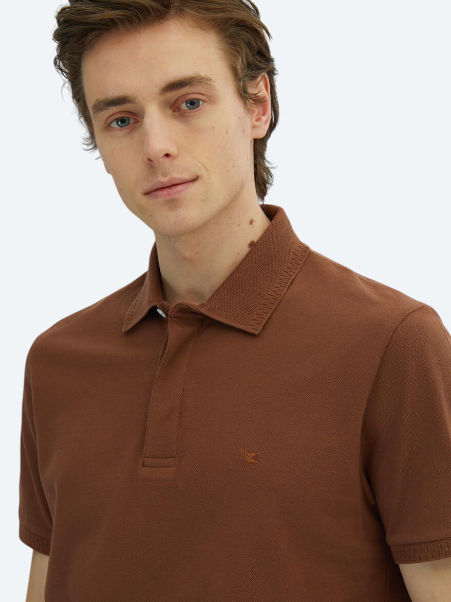 Brown Plain 100% Cotton T-Shirt - 3
