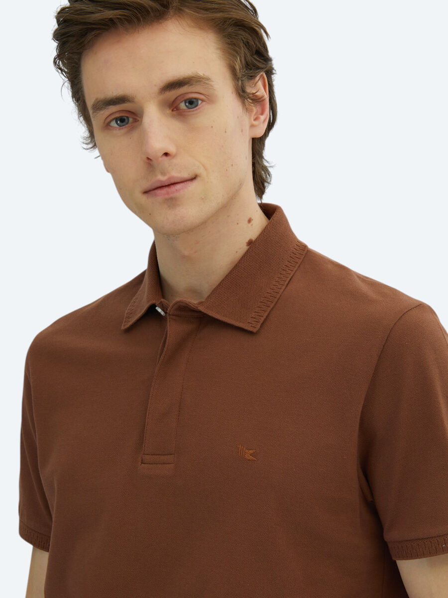 Brown Plain 100% Cotton T-Shirt - 3