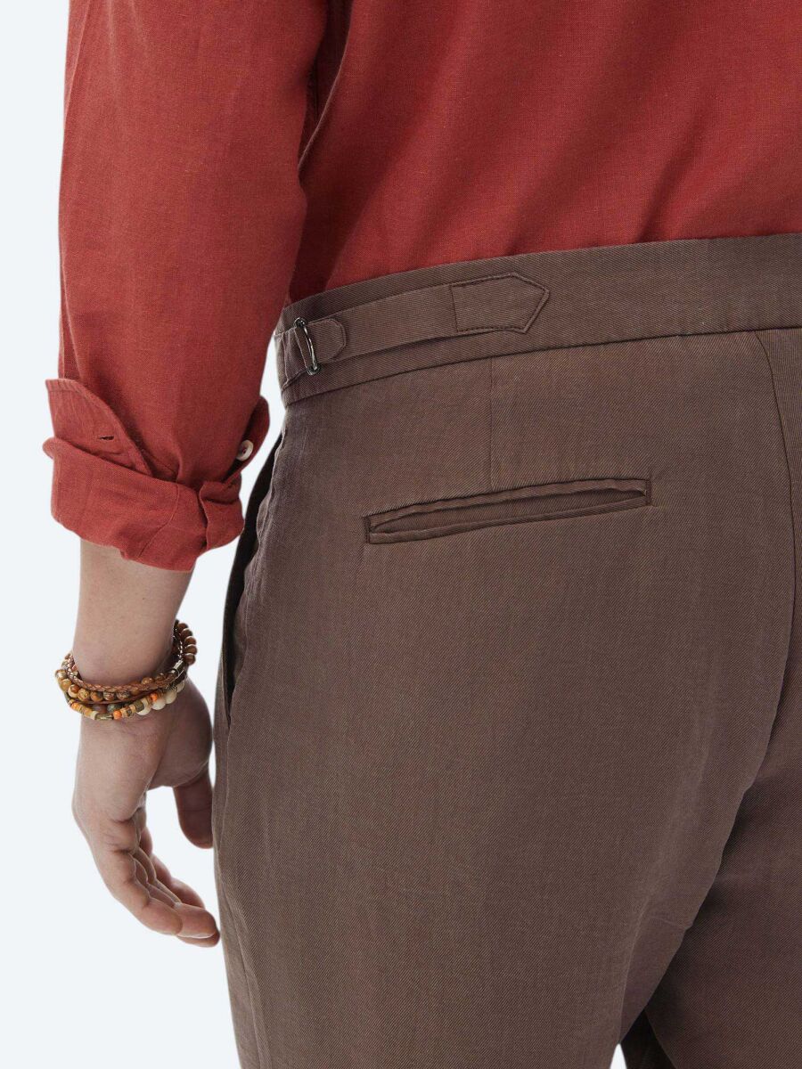 Brown Weaving Carrot Fit Casual Bermuda - 5