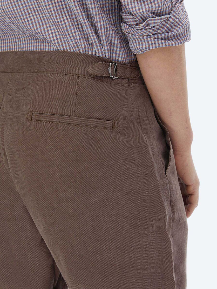 Brown Weaving Carrot Fit Casual Bermuda - 4