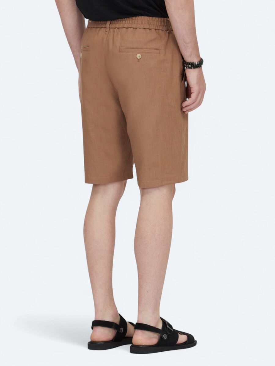 Brown Weaving Jogging Fit Casual Cotton Blended Bermuda - 4