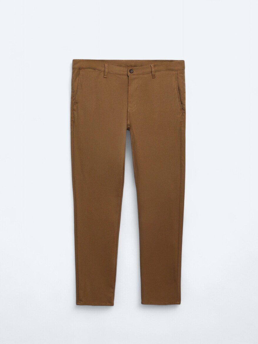 Brown Weaving Slim Fit Casual Trousers - 6
