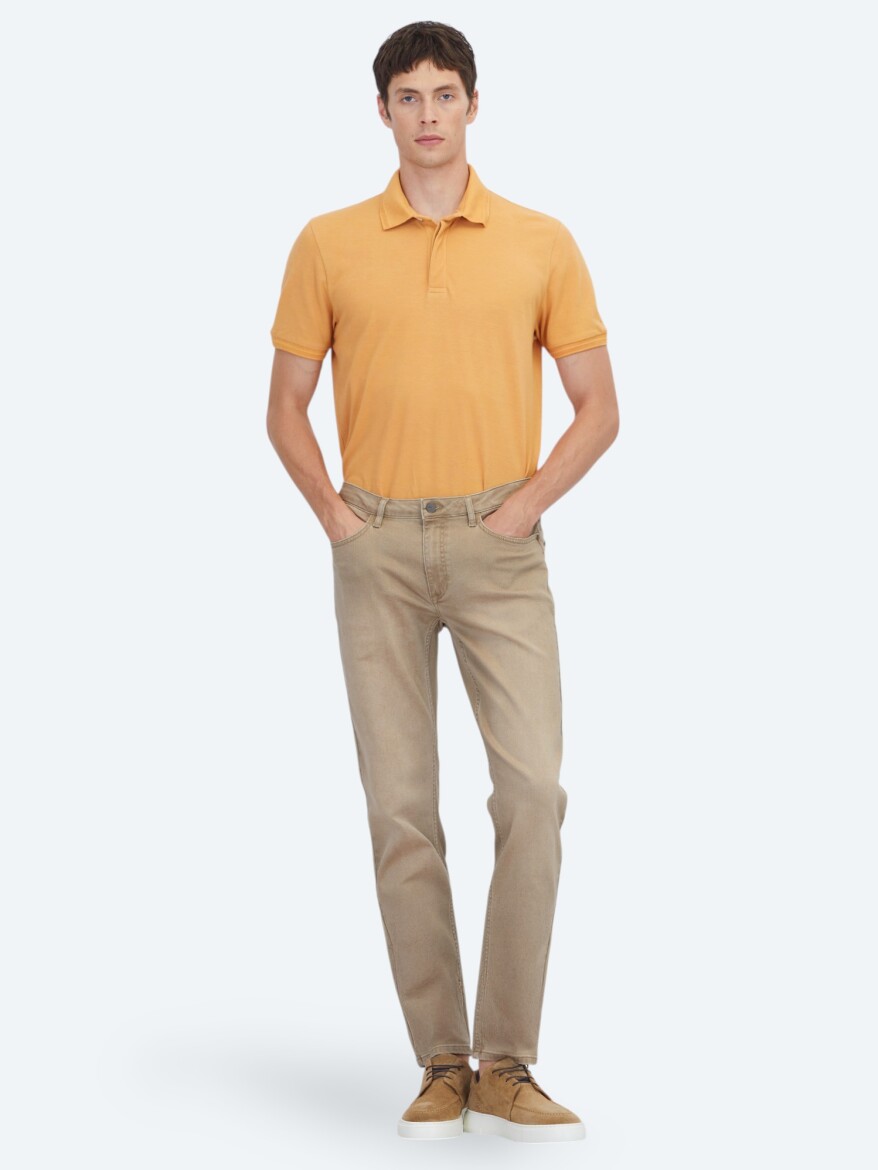 Buff Slim Fit Denim Cotton Blended Trousers - KİP