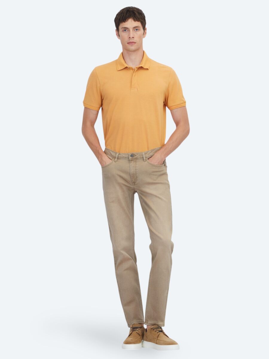 Buff Slim Fit Denim Cotton Blended Trousers - 1