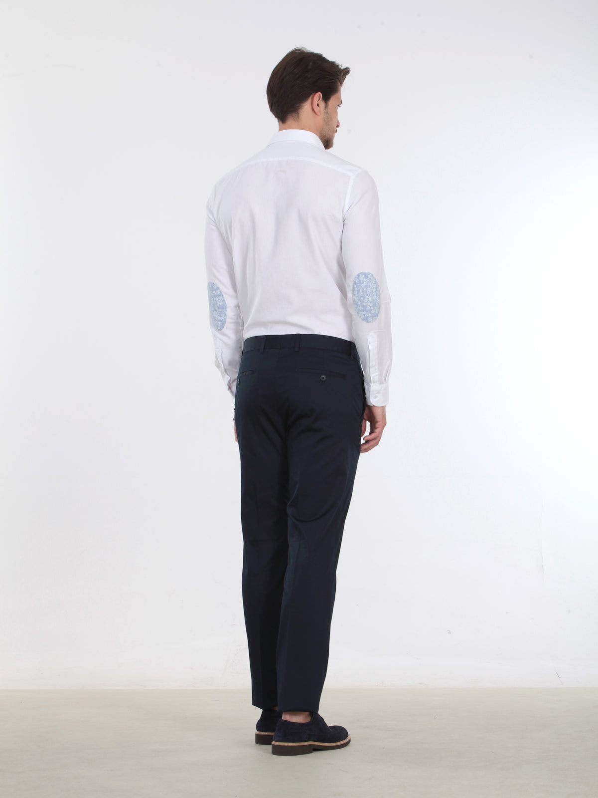 Lacivert Düz Dokuma Fitted Fit Casual Pamuk Karışımlı Pantolon