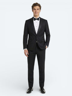 Siyah Slim Fit Kelebek Yaka Dokuma Smokin Takım Elbise
