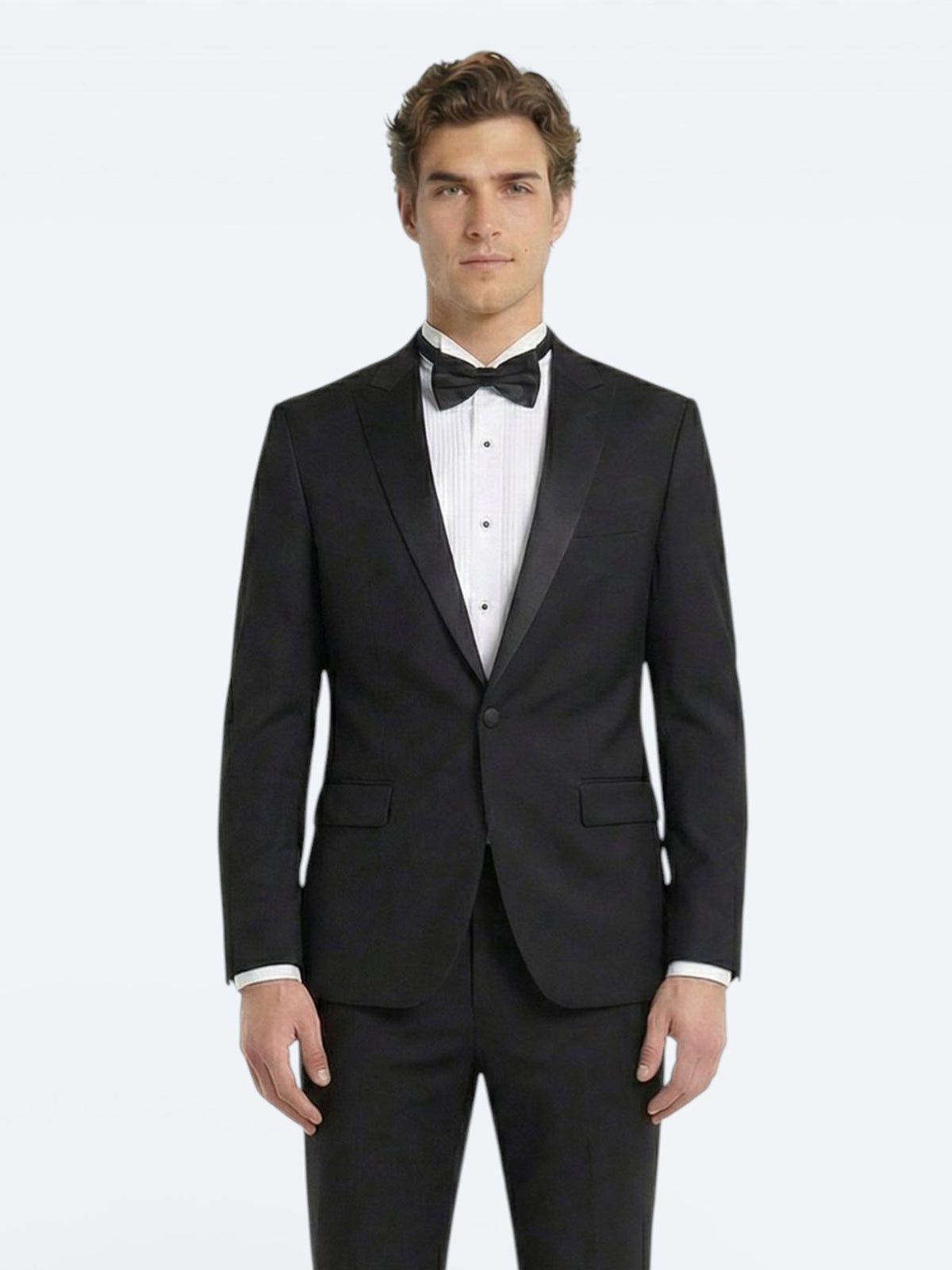 Siyah Slim Fit Kelebek Yaka Dokuma Smokin Takım Elbise