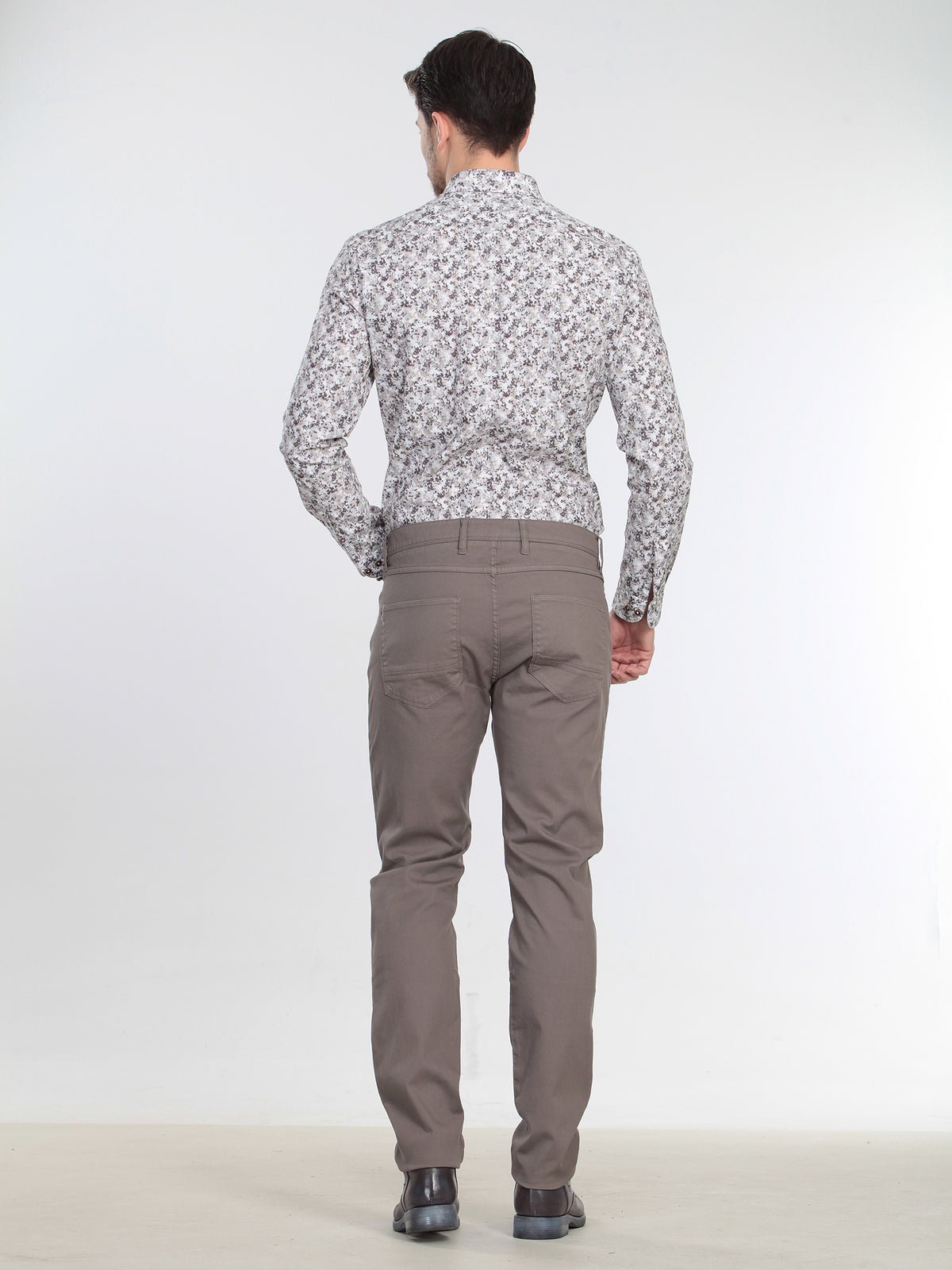 Vizon Düz Dokuma Slim Fit Casual Pamuk Karışımlı Pantolon