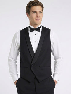 Siyah Slim Fit Klasik Dokuma Yelek