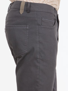 Koyu Gri Düz Dokuma Slim Fit Casual Pamuk Karışımlı Pantolon