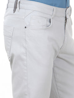 Gri Düz Dokuma Regular Fit Casual Pamuk Karışımlı Pantolon
