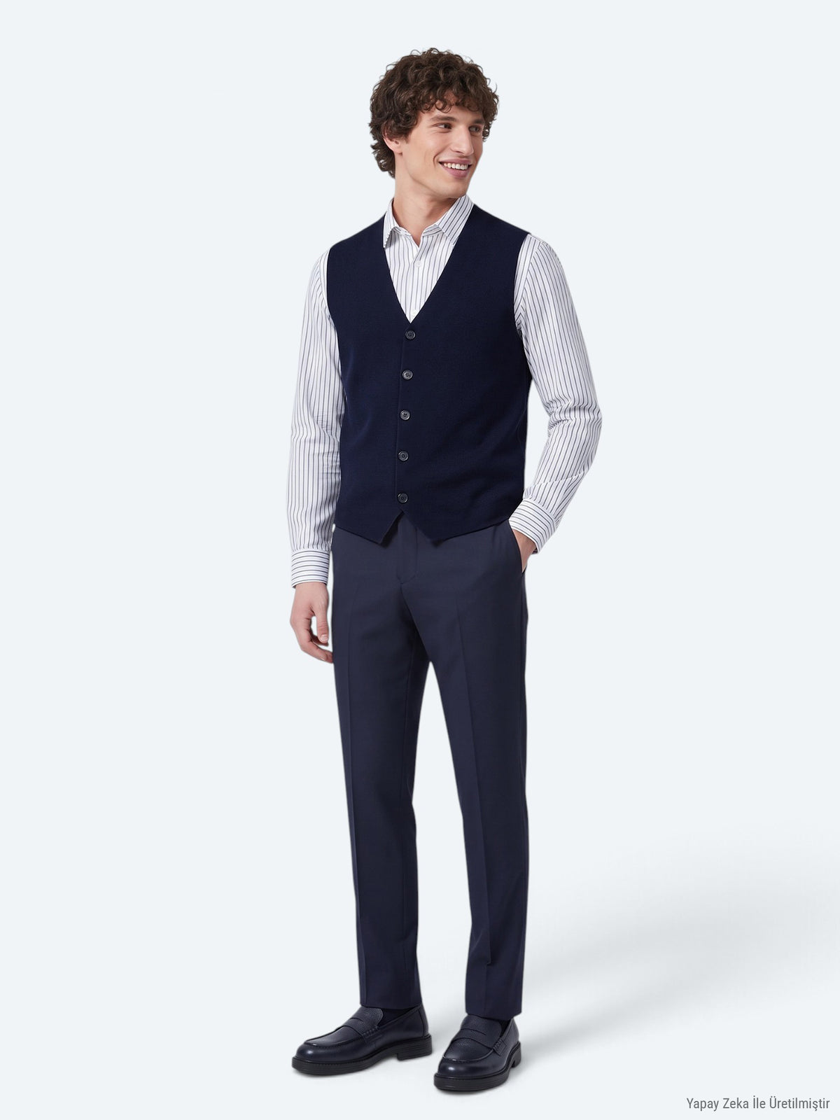 Lacivert Regular Fit Casual Örme Triko Yelek