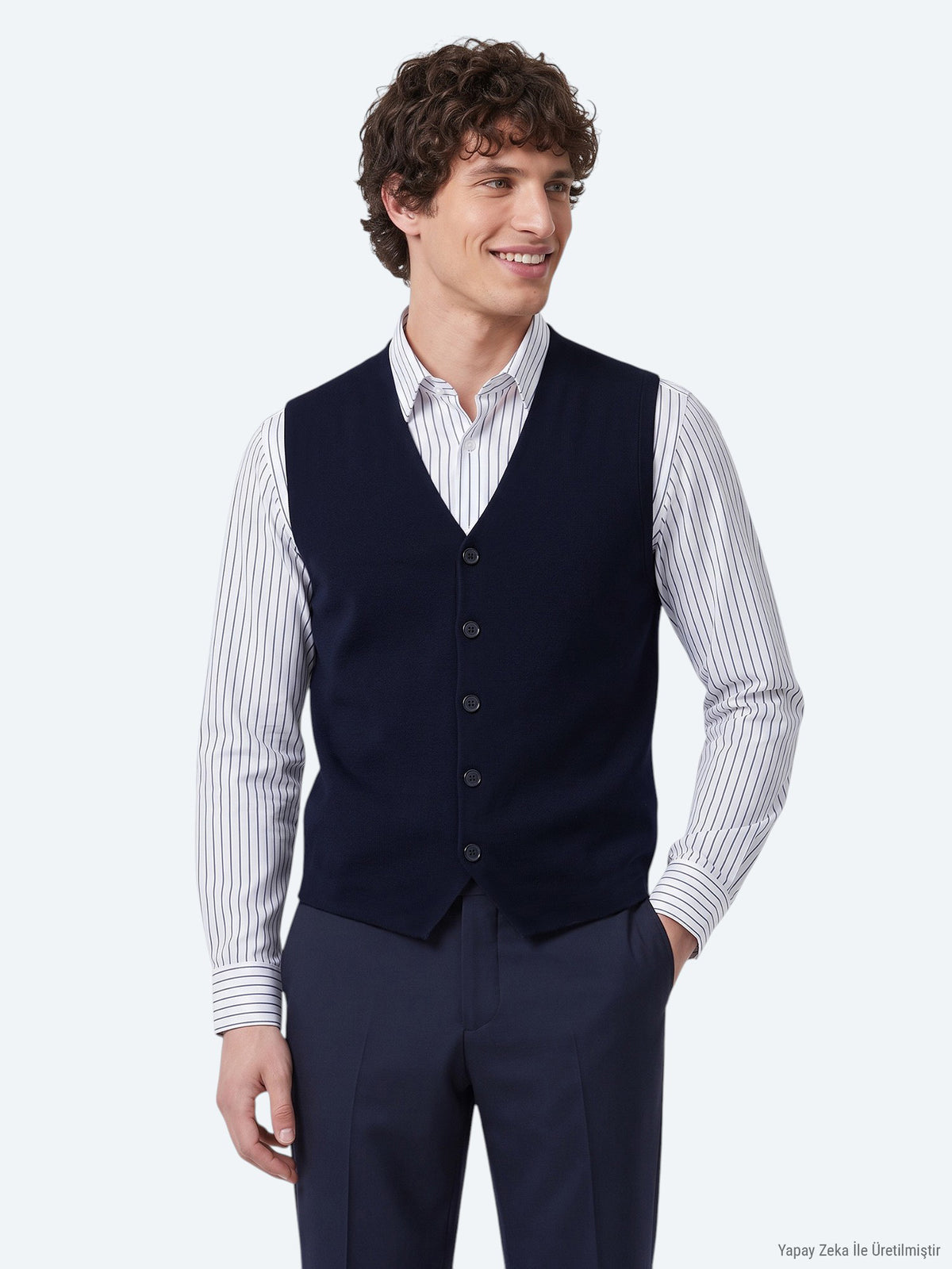 Lacivert Regular Fit Casual Örme Triko Yelek