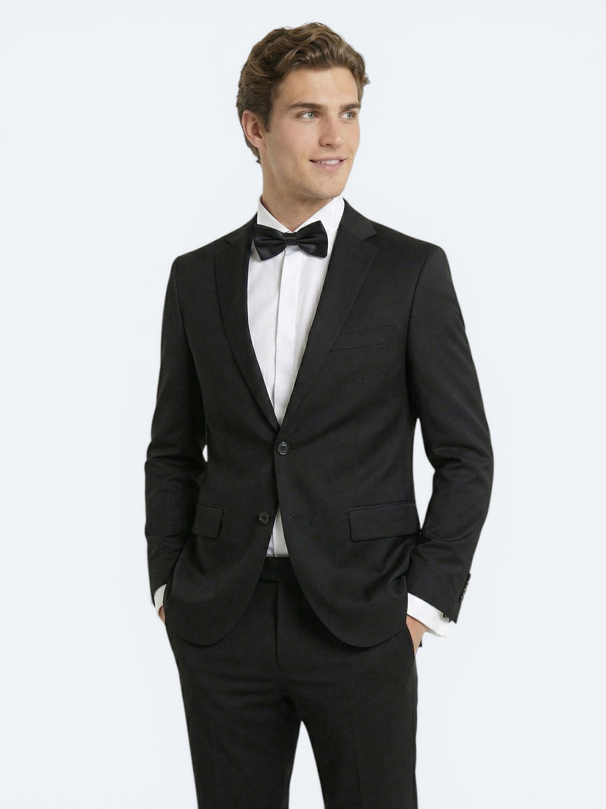 Siyah Slim Fit Kelebek Yaka Dokuma Smokin Takım Elbise