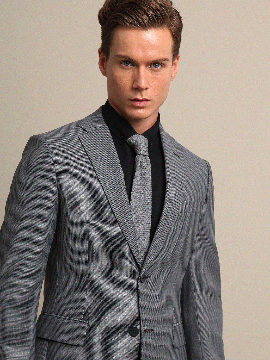 Gri Mikro Modern Fit Takım Elbise