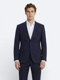 Lacivert Düz Modern Fit Yün Karışımlı Takım Elbise