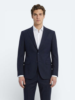 Lacivert Düz Modern Fit Yün Karışımlı Takım Elbise