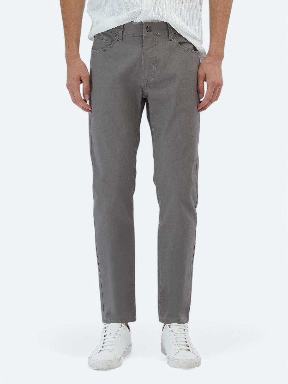 Vizon Düz Dokuma Fitted Fit Casual Pamuk Karışımlı Pantolon