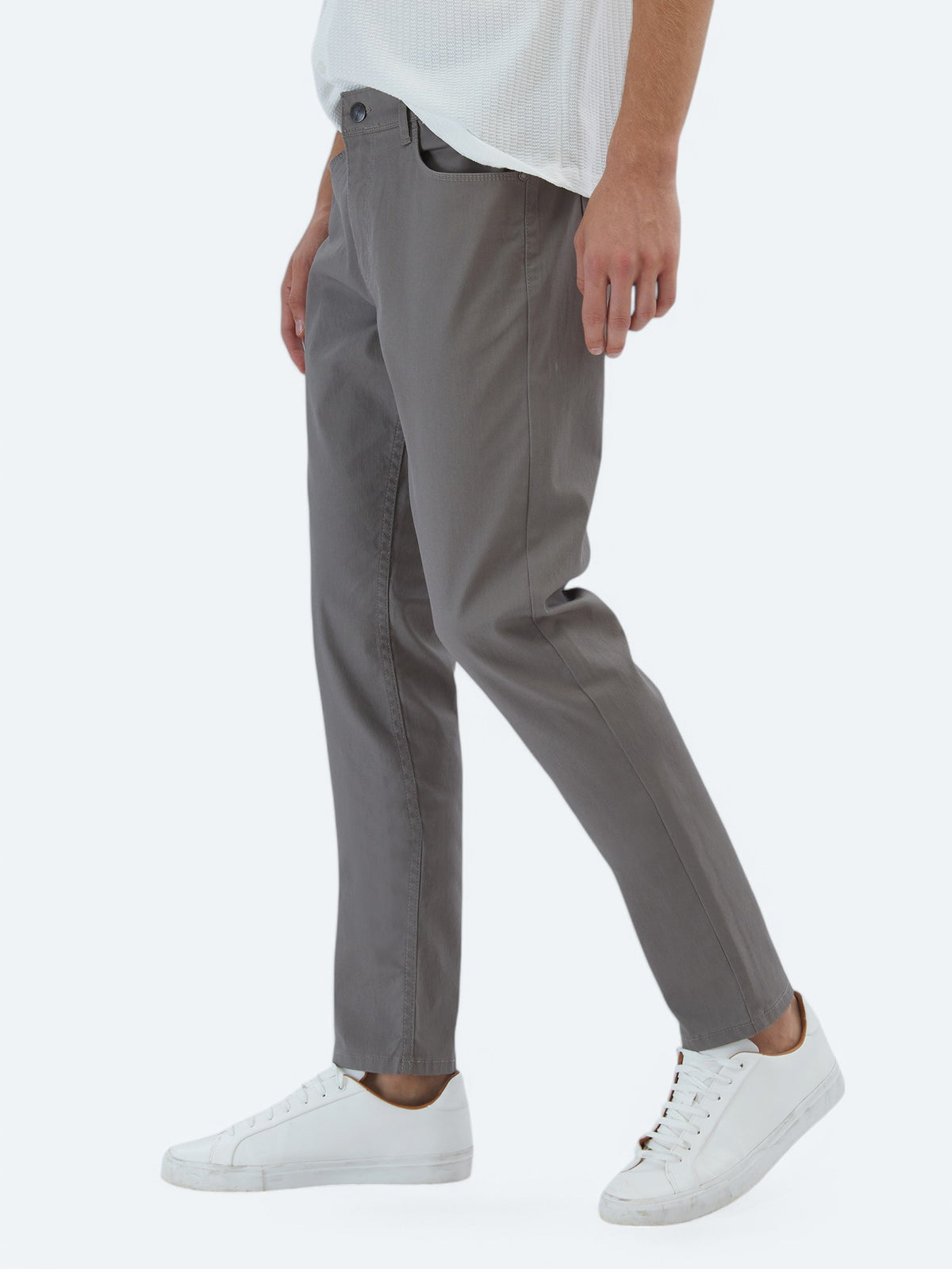 Vizon Düz Dokuma Fitted Fit Casual Pamuk Karışımlı Pantolon
