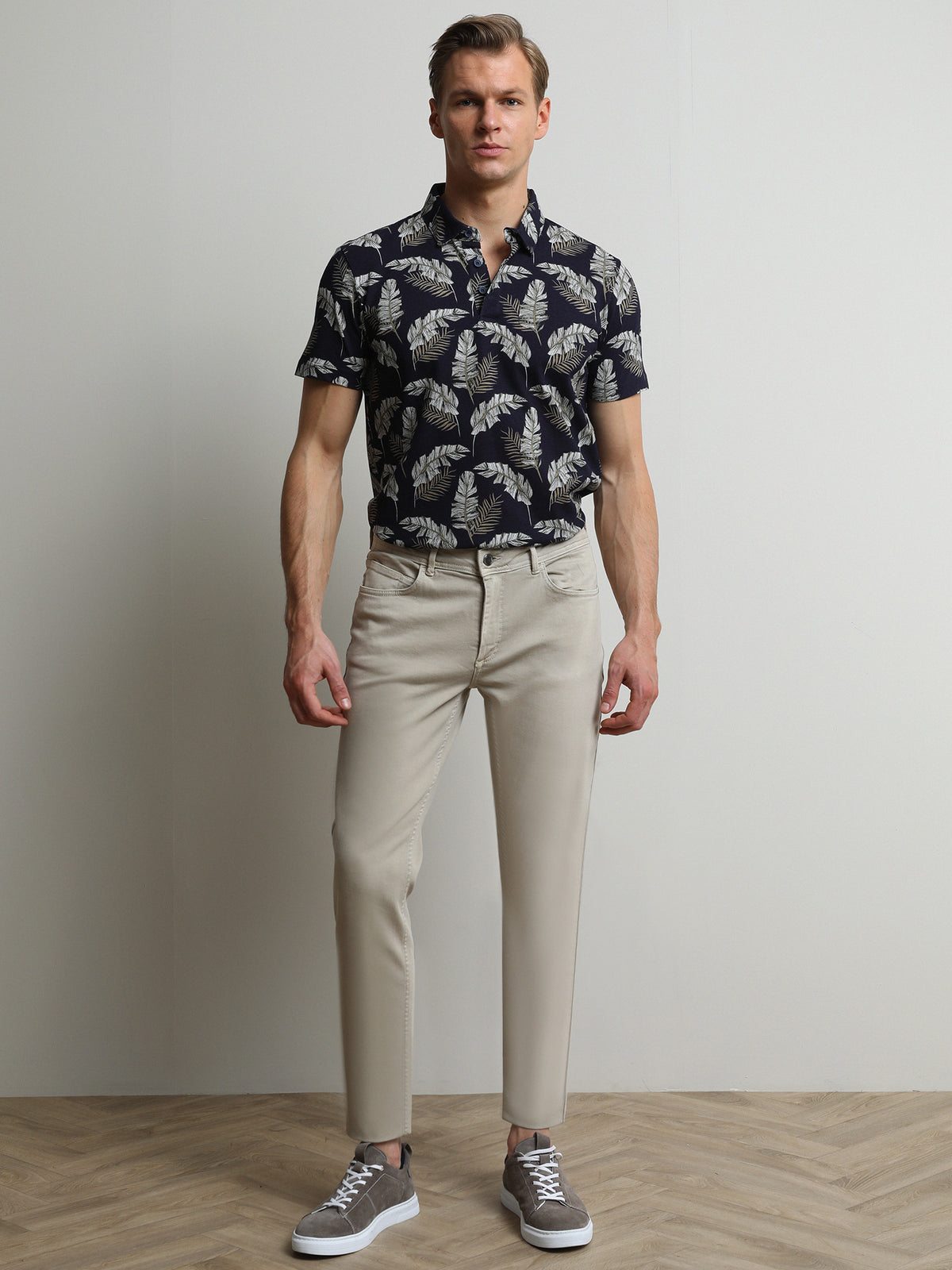 Vizon Düz Dokuma Regular Fit Casual Pamuk Karışımlı Pantolon