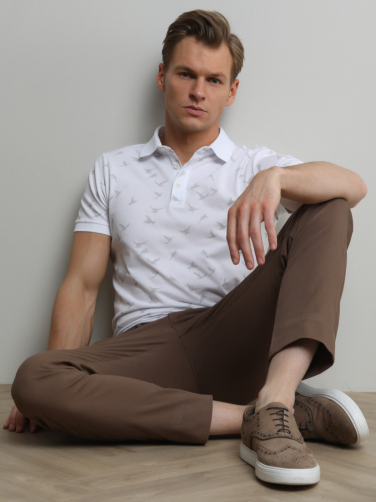 Açık Kahve Düz Dokuma Regular Fit Casual Pamuk Karışımlı Pantolon