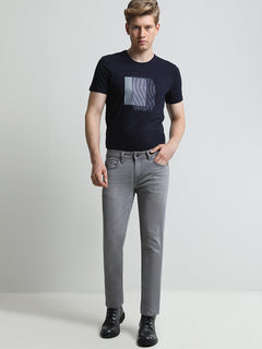 Gri Slim Fit Denim Pamuk Karışımlı Pantolon