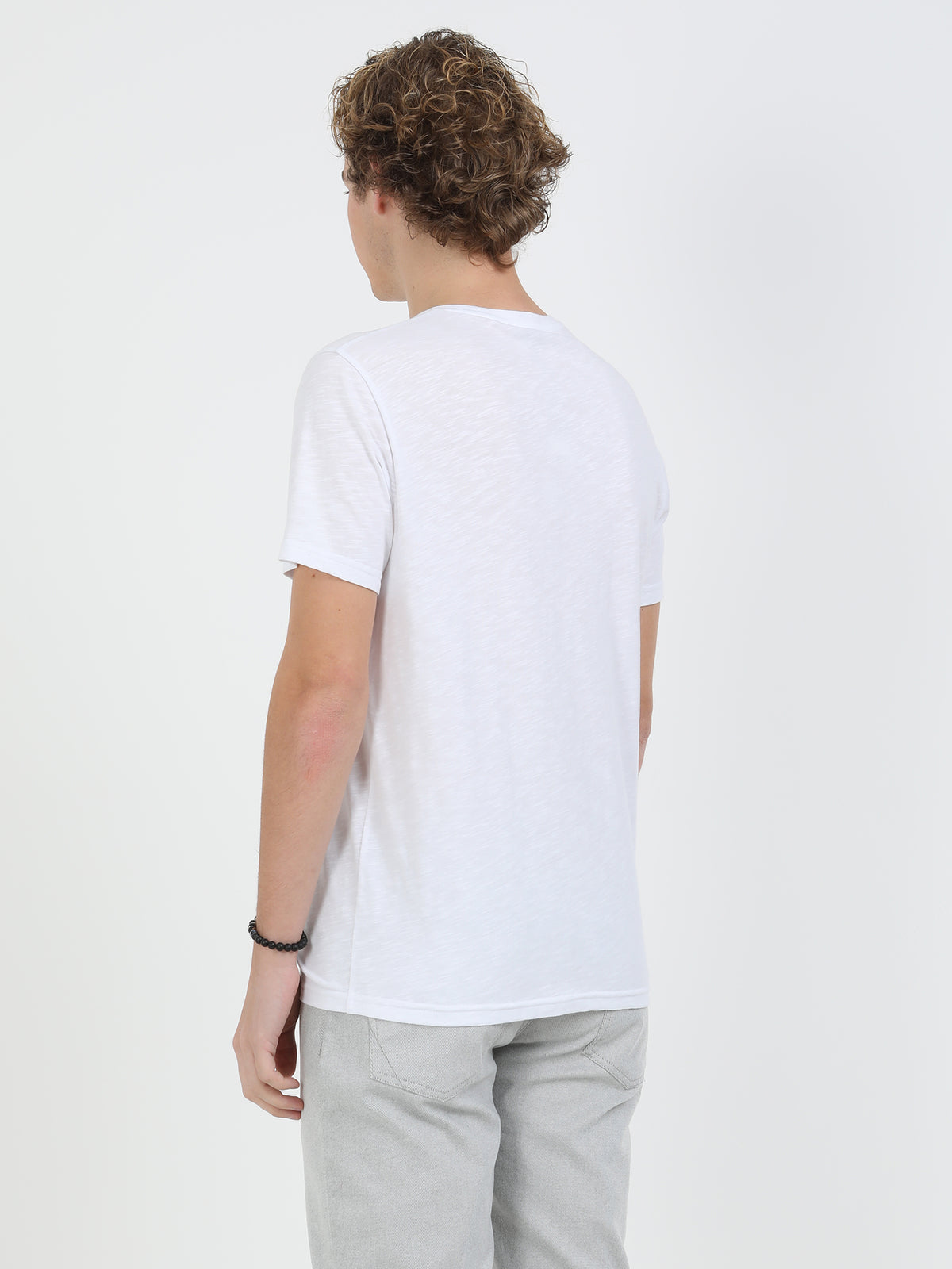 Kırmızı Baskılı Bisiklet Yaka %100 Pamuk T-Shirt