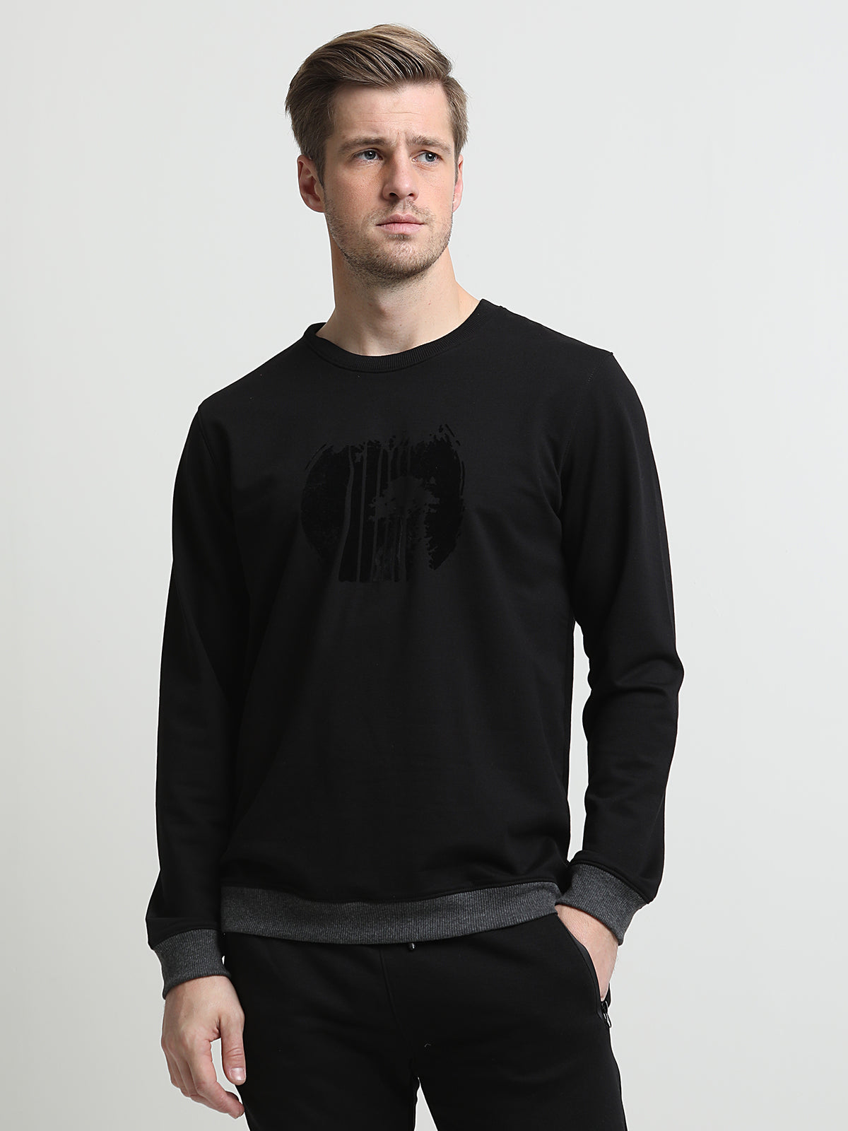 Siyah Baskılı Sweatshirt