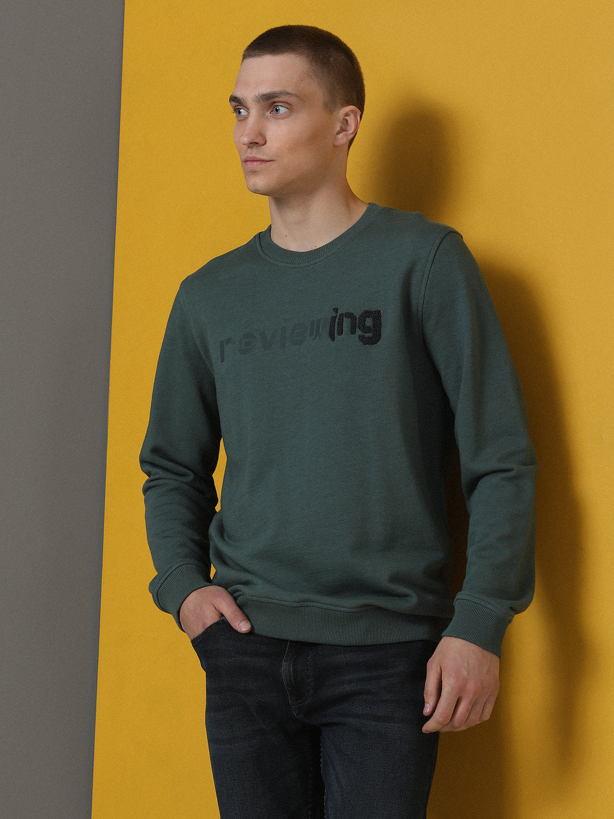 Yeşil Baskılı Sweatshirt