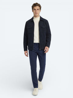 Gece Mavisi Düz Dokuma Slim Fit Casual Pamuk Karışımlı Pantolon
