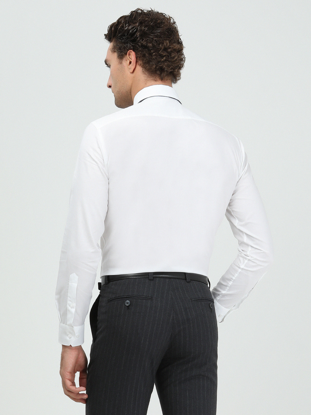 Beyaz Düz Slim Fit Uzun Dokuma Klasik %100 Pamuk Gömlek
