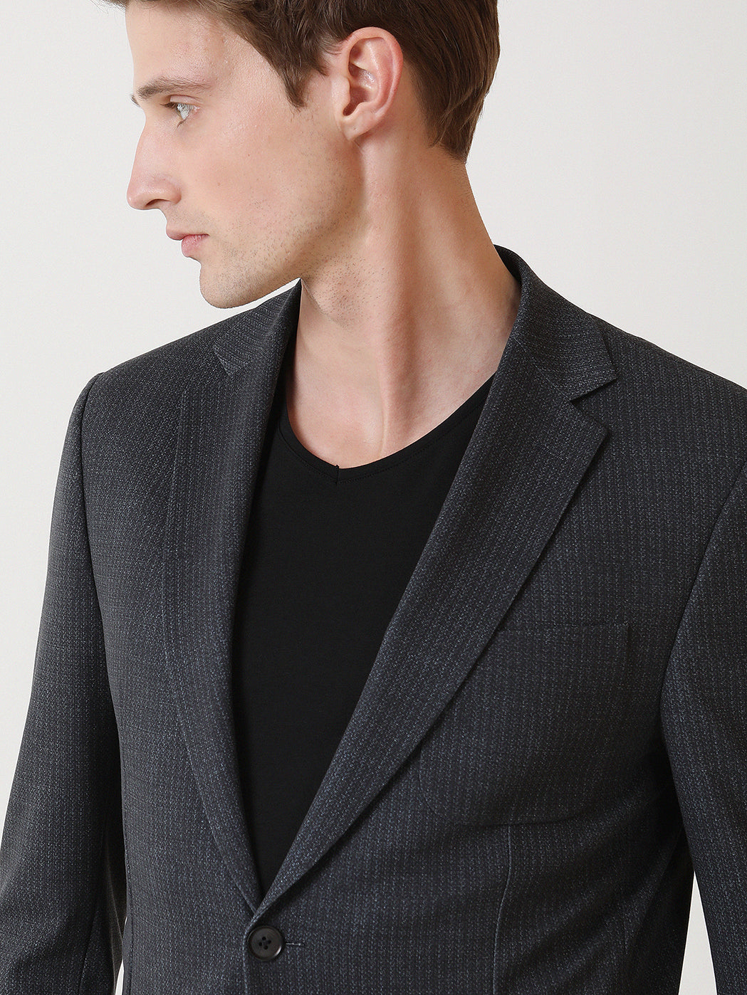 Antrasit Mikro Modern Fit Örme Takım Elbise